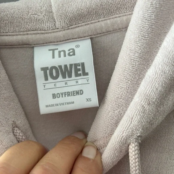 TNA Terry Boyfriend Towel Hoodie Sweatshirt Pink/Lilac size XS - Picture 3 of 8